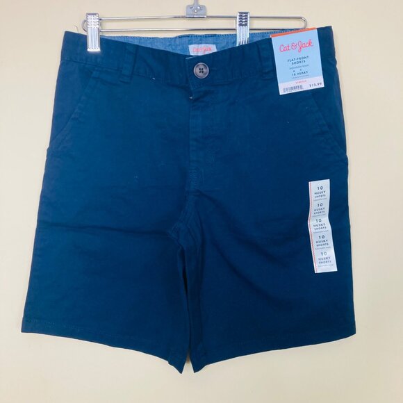 Cat & Jack Boys Shorts 10 Husky Flat-Front Adjustable Waist Blue New Target - Picture 1 of 7
